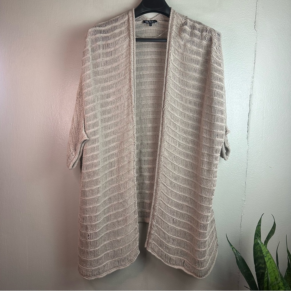 Lula Popken women’s plus size open work long line cardigan Sz 20/22